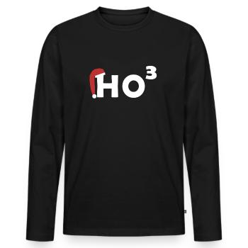 HO HO HO | Weihnachten | HO hoch 3 - Männer Premium Bio Langarmshirt - Schwarz - Vorne - Nico (187cm)