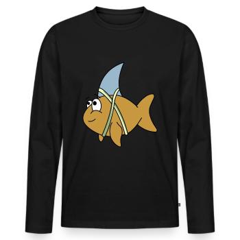 Fish with shark fin - Men's Premium Organic Long Sleeve Shirt - black - Front - Nico (187cm)