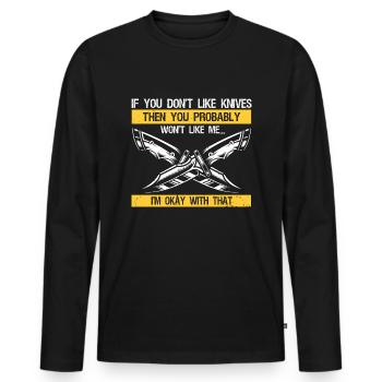 Knife Collector Designs Messerfan Knife Maker - Men's Premium Organic Long Sleeve Shirt - black - Front - Nico (187cm)