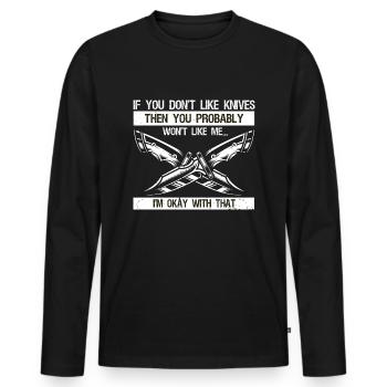 Knife Collector Designs Messerfan Knife Maker - Men's Premium Organic Long Sleeve Shirt - black - Front - Nico (187cm)