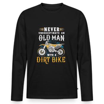 Unterschätze niemals einen alten Mann mit Dirtbike - Männer Premium Bio Langarmshirt - Schwarz - Vorne - Nico (187cm)
