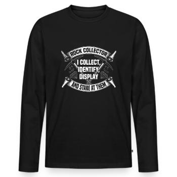 Rock Collector - I Collect, Identify, Display - Men's Premium Organic Long Sleeve Shirt - black - Front - Nico (187cm)