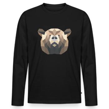 ours brun - T-shirt manches longues Premium bio Homme - noir - Devant - Nico (187cm)