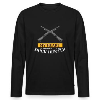 Funny Duck Hunting Design Hunter Hunting Duck Design - Men's Premium Organic Long Sleeve Shirt - black - Front - Nico (187cm)