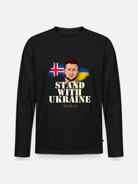 Iceland Stand with Ukraine - Men's Premium Organic Long Sleeve Shirt - black