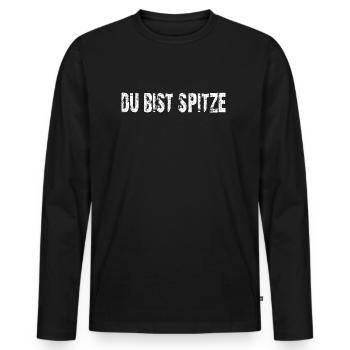 du bist spitze! - Männer Premium Bio Langarmshirt - Schwarz - Vorne - Nico (187cm)