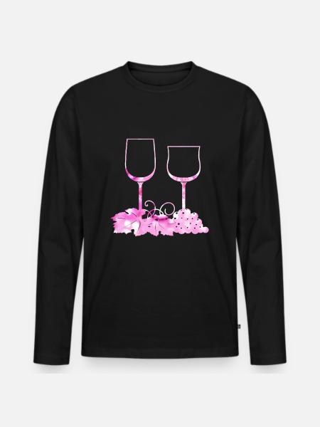 Wine glasses Grape vine leaf - Men's Premium Organic Long Sleeve Shirt - black
