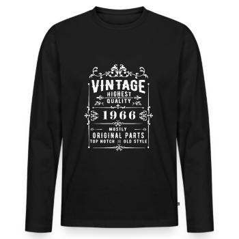 Vintage 1966 - Men's Premium Organic Long Sleeve Shirt - black - Front - Nico (187cm)