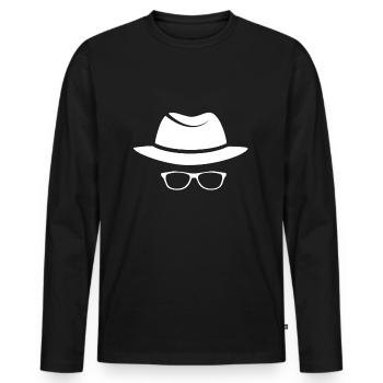 Gentleman with hat and glasses - Men's Premium Organic Long Sleeve Shirt - black - Front - Nico (187cm)