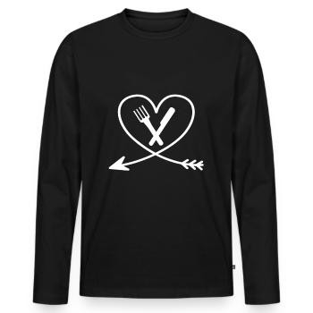 Couteau flèche fourchette et nourriture fourchette - T-shirt manches longues Premium bio Homme - noir - Devant - Nico (187cm)