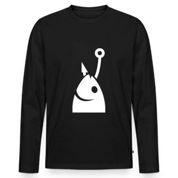 Fish head on the hook - Men's Premium Organic Long Sleeve Shirt - black - Front - Nico (187cm)