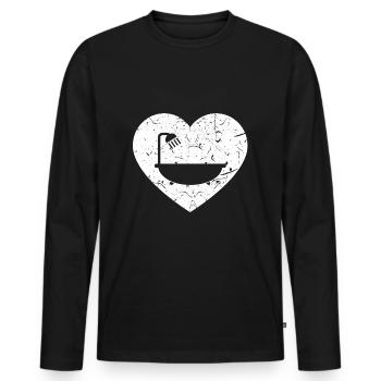 Baignoire dans le coeur - T-shirt manches longues Premium bio Homme - noir - Devant - Nico (187cm)