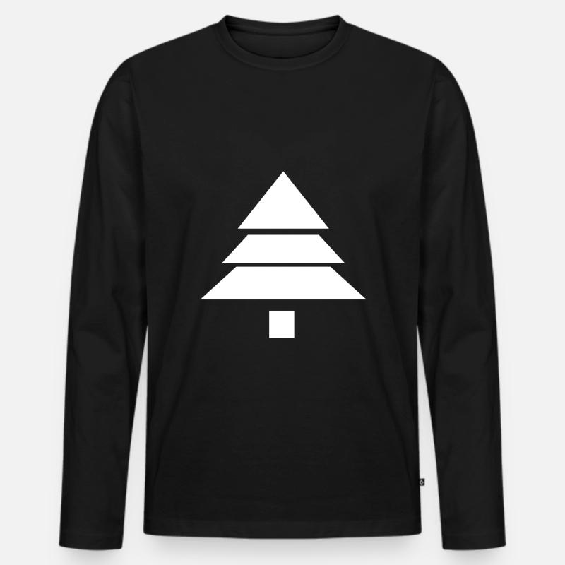 Tannenbaum - Männer Premium Bio Langarmshirt - Schwarz
