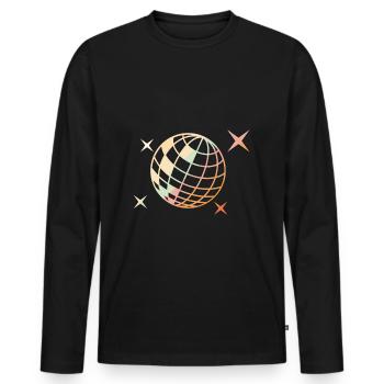 Silhouette de boule disco - T-shirt manches longues Premium bio Homme - noir - Devant - Nico (187cm)