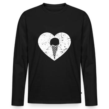 Boule de glace glace - T-shirt manches longues Premium bio Homme - noir - Devant - Nico (187cm)