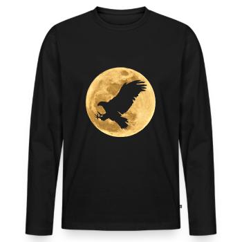 Eagle in the Moon Full Moon - Men's Premium Organic Long Sleeve Shirt - black - Front - Nico (187cm)