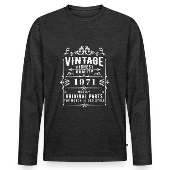 Jahrgang 1971 Vintage - Männer Premium Bio Langarmshirt - Anthrazit meliert - Vorne - Nico (187cm)