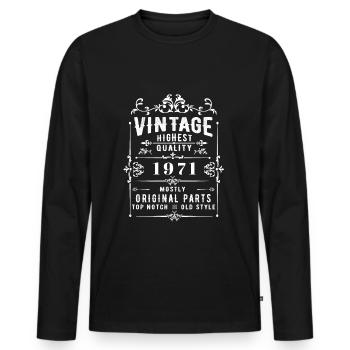 Vintage 1971 Vintage - Men's Premium Organic Long Sleeve Shirt - black - Front - Nico (187cm)