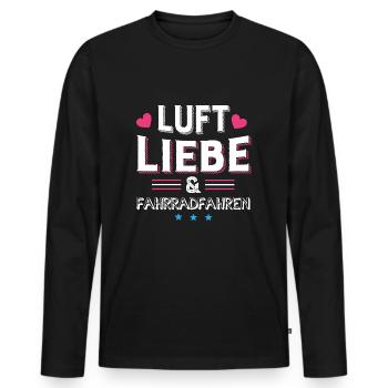 Luft Liebe & Fahrradfahren - Männer Premium Bio Langarmshirt - Schwarz - Vorne - Nico (187cm)