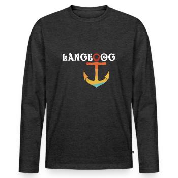 Langeoog with anchor - Men's Premium Organic Long Sleeve Shirt - heather anthracite - Front - Nico (187cm)