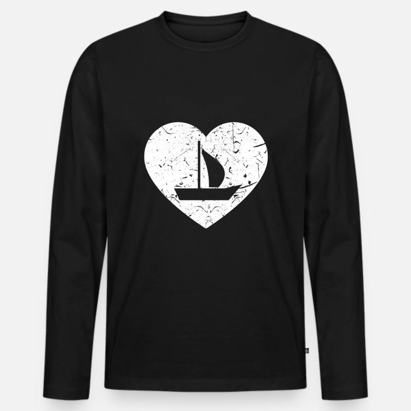 Segelboot - Männer Premium Bio Langarmshirt - Schwarz