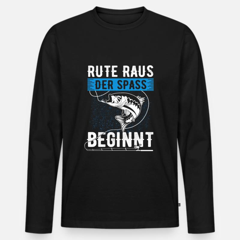 Rute raus, der Spaß beginnt - Männer Premium Bio Langarmshirt - Schwarz