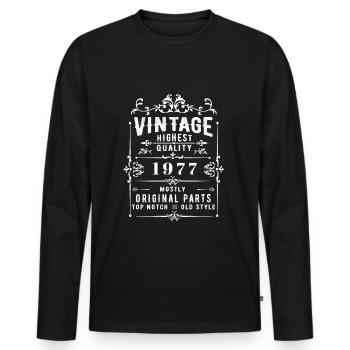 Millésime 1977 - T-shirt manches longues Premium bio Homme - noir - Devant - Nico (187cm)