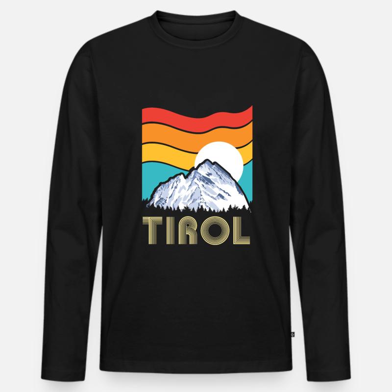 Tirol Retro Berge - Männer Premium Bio Langarmshirt - Schwarz