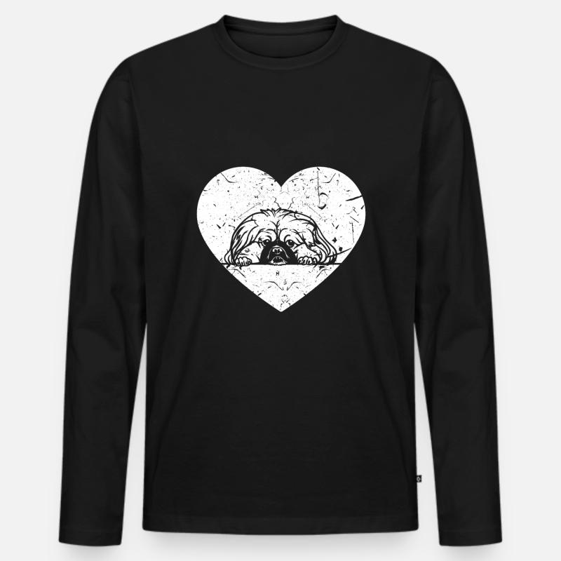 Pekingese - Männer Premium Bio Langarmshirt - Schwarz