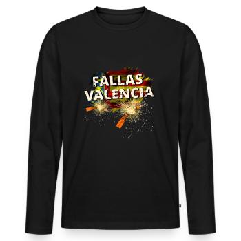 Fallas Valencia Trueno Drapeau - T-shirt manches longues Premium bio Homme - noir - Devant - Nico (187cm)