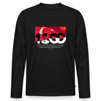 Ataturk Signature Mustafa Kemal Ataturk Turkey - Men's Premium Organic Long Sleeve Shirt - black - Front - Nico (187cm)