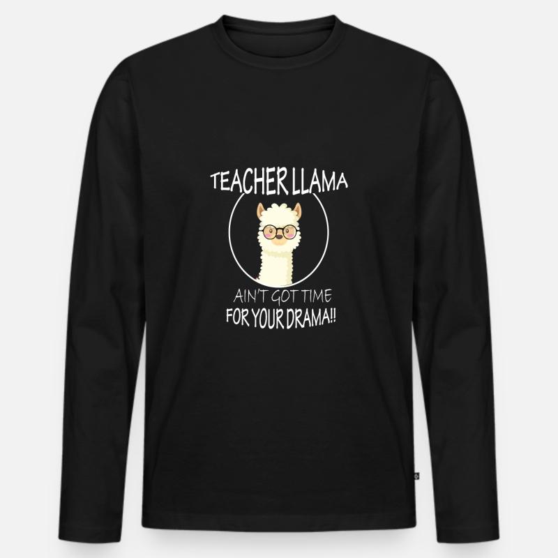 llama teacher - Männer Premium Bio Langarmshirt - Schwarz