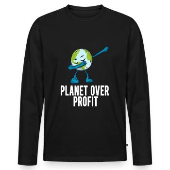 Climate protection - Men's Premium Organic Long Sleeve Shirt - black - Front - Nico (187cm)
