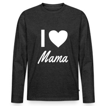 i love mama - Männer Premium Bio Langarmshirt - Anthrazit meliert - Vorne - Nico (187cm)