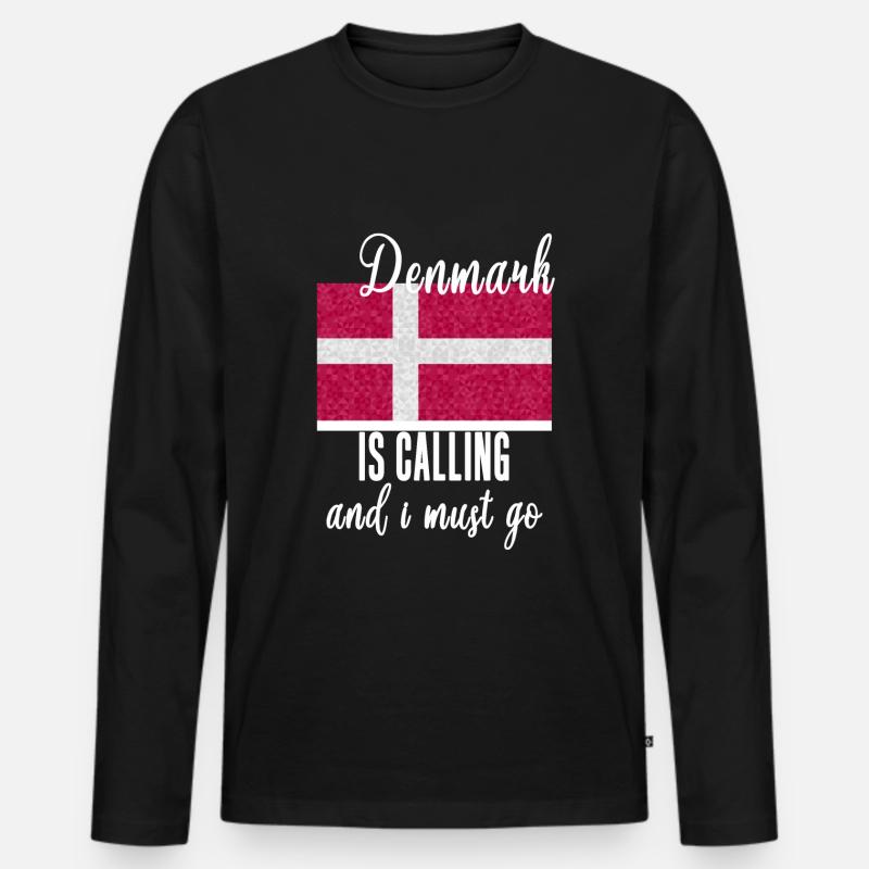 Dänemark - Männer Premium Bio Langarmshirt - Schwarz