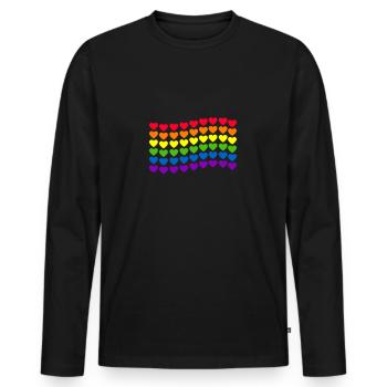 Drapeau arc-en-ciel LGBT - T-shirt manches longues Premium bio Homme - noir - Devant - Nico (187cm)
