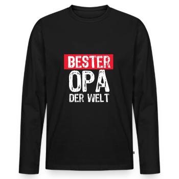 Bester Opa Der Welt - Männer Premium Bio Langarmshirt - Schwarz - Vorne - Nico (187cm)