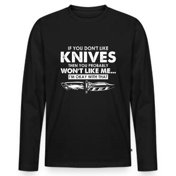 Knife Collector Designs Messerfan Knife Maker - Men's Premium Organic Long Sleeve Shirt - black - Front - Nico (187cm)