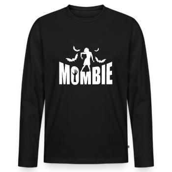 Chemise graphique Halloween Mombie Zombie Spooky Mom - T-shirt manches longues Premium bio Homme - noir - Devant - Nico (187cm)