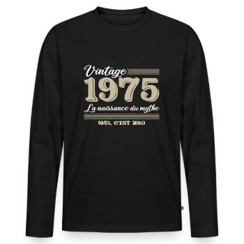 1975 année de naissance et cadeau d'anniversaire d - T-shirt manches longues Premium bio Homme - noir - Devant - Nico (187cm)