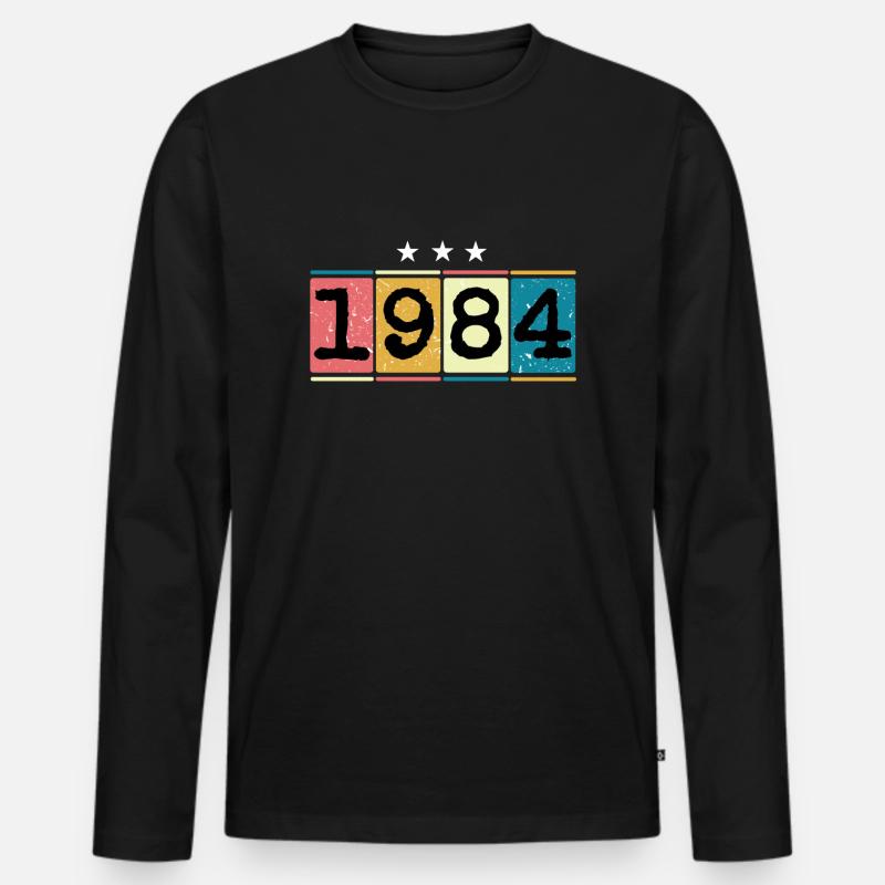 1984 - Männer Premium Bio Langarmshirt - Schwarz