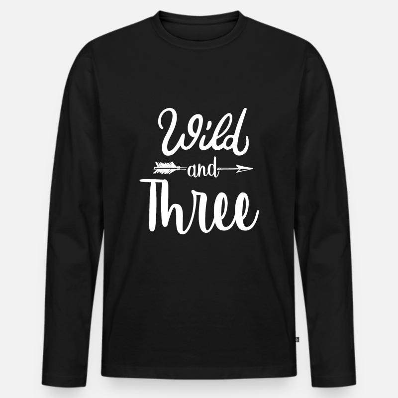 Wild and Three - Männer Premium Bio Langarmshirt - Schwarz