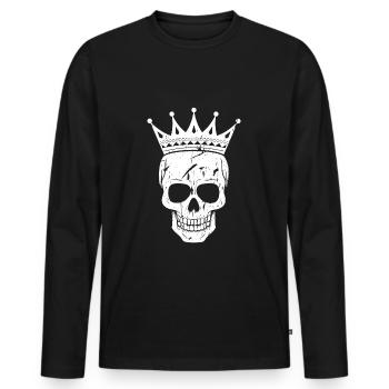 Skull with crown - Men's Premium Organic Long Sleeve Shirt - black - Front - Nico (187cm)