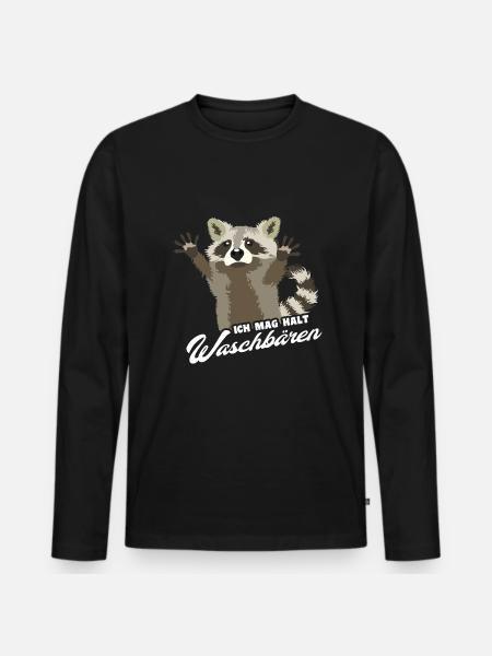 Ich mag halt Waschbären Spruch - Männer Premium Bio Langarmshirt - Schwarz