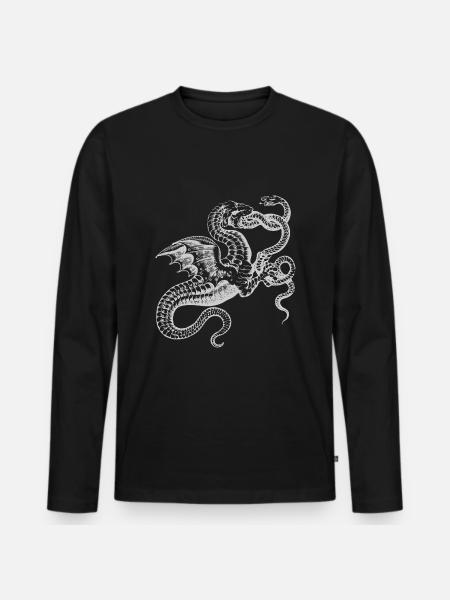 Drache Drachen Schlange Schlangen Mystisch - Männer Premium Bio Langarmshirt - Schwarz
