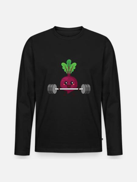 Veganer Veganerin Bodybuilding Rote Bete - Männer Premium Bio Langarmshirt - Schwarz