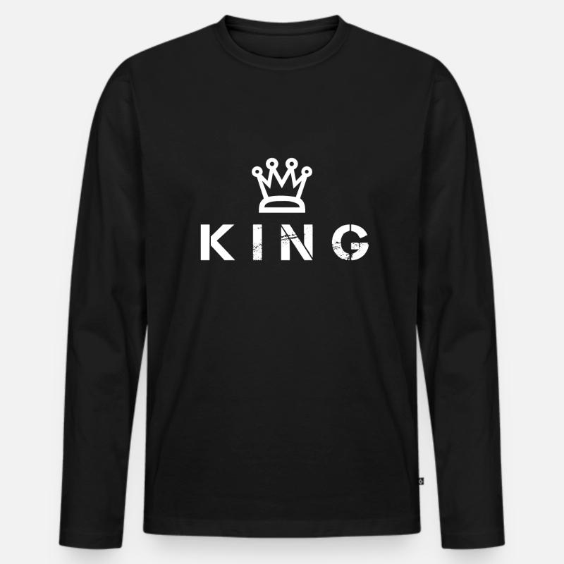 King - Männer Premium Bio Langarmshirt - Schwarz