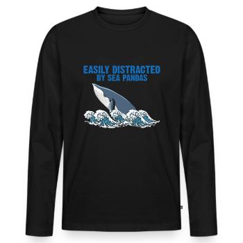 Baleines Baleines Océan Marine Biologiste Marin Plongeur Plongeurs - T-shirt manches longues Premium bio Homme - noir - Devant - Nico (187cm)
