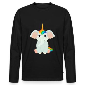 Elephant Unicorn - Männer Premium Bio Langarmshirt - Schwarz - Vorne - Nico (187cm)