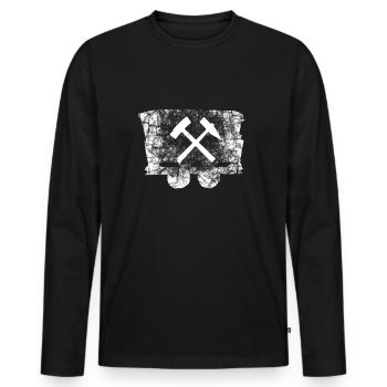 Lore HAMMER ZEICHEN BERGBAU SYMBOL rostig schwarz - Männer Premium Bio Langarmshirt - Schwarz - Vorne - Nico (187cm)